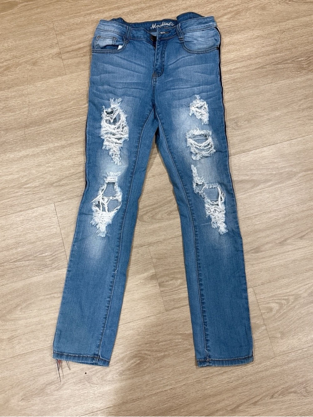 Machine Distressed Skinny Jeans